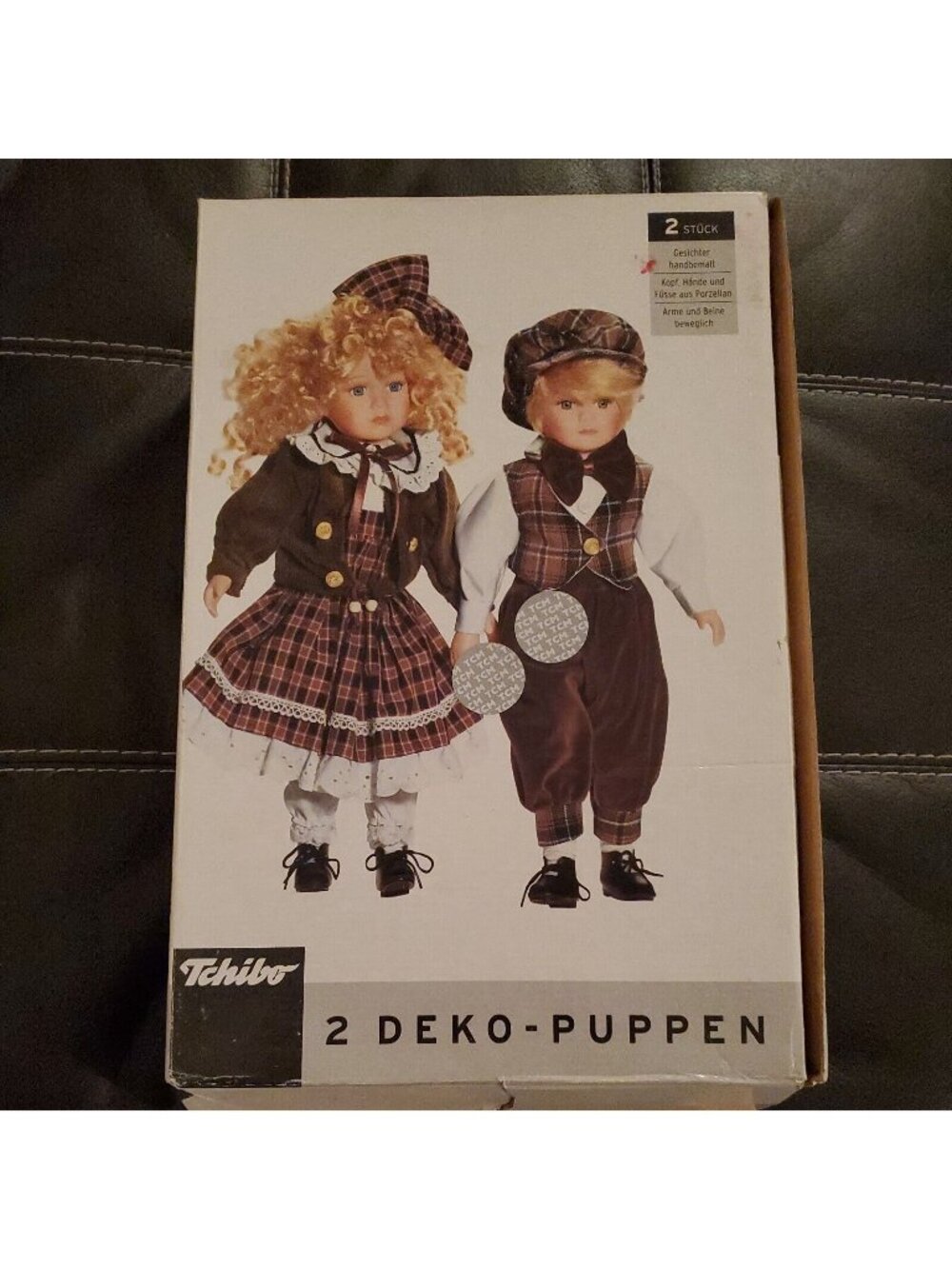 Tchibo 2 Deko Puppen German Made Handmade Porcelain DOLLS Boy Girl Vintage